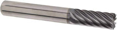 Iscar - 10 Flute Solid Carbide Roughing & Finishing Corner Chamfer End Mill - TiAlN Finish, Straight Shank, 35° Helix, Non-Centercutting, Regular Length - Exact Tool & Supply