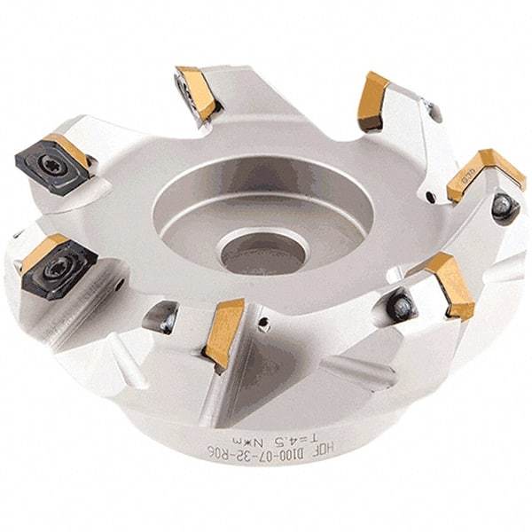 Iscar - 134.4, 135.7, 137.1mm Cut Diam, 40mm Arbor Hole, 5.5mm Max Depth of Cut, 42° Indexable Chamfer & Angle Face Mill - 8 Inserts, OE.. 060405\xB6OEMW 060405-AETN\xB6REMT 1505-LM-76 Insert, Right Hand Cut, 8 Flutes, Through Coolant, Series Heliocto - Exact Tool & Supply
