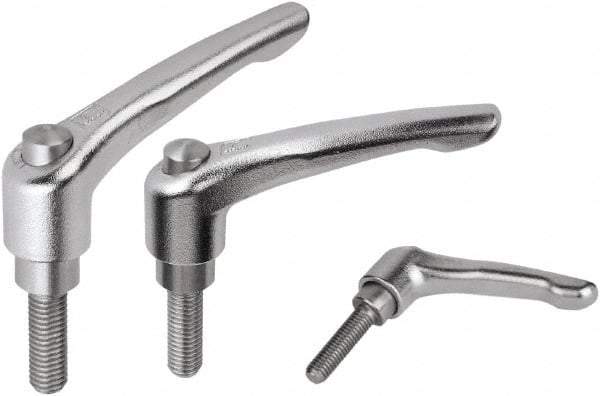 KIPP - M8, Stainless Steel Threaded Stud Adjustable Clamping Handle - 91mm OAL, 58.5mm High - Exact Tool & Supply