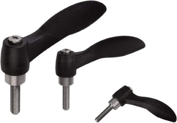 KIPP - #10-24, Fiberglass Reinforced Plastic & Thermoplastic SEBS Threaded Stud Adjustable Clamping Handle - 48.1mm OAL, 33.5mm High - Exact Tool & Supply