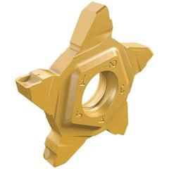 Iscar - PENTA24N239 C IC908 Grade, 0.0941" Cutting Width, Carbide Cutoff Insert - Neutral Lead Angle, 0.0059" Cnr Rad, TiN/TiAlN Coated - Exact Tool & Supply