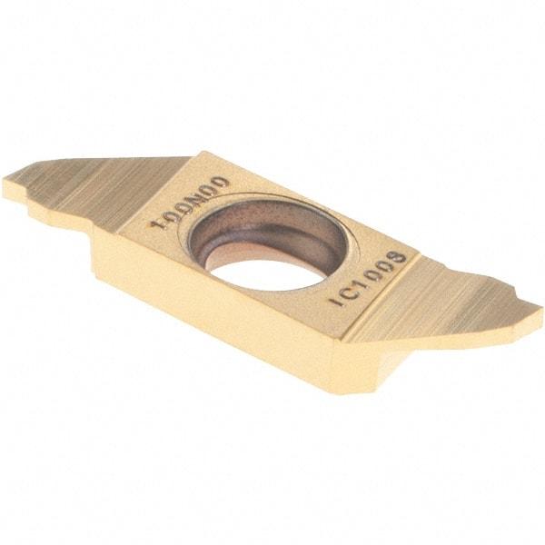 Iscar - SCIL22100 IC1008 Grade, 0.0394" Cutting Width, Carbide Cutoff Insert - Neutral Lead Angle, TiAlN/TiN Coated, Single End - Exact Tool & Supply
