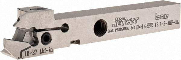 Iscar - GHS, External, Right Hand, 0.087 to 0.118" Groove Width, Indexable Grooving Tool Holder - GI.., TIP Insert Compatibility, 1/2" Shank Height, 1/2" Shank Width, 4" OAL, Through Coolant - Exact Tool & Supply