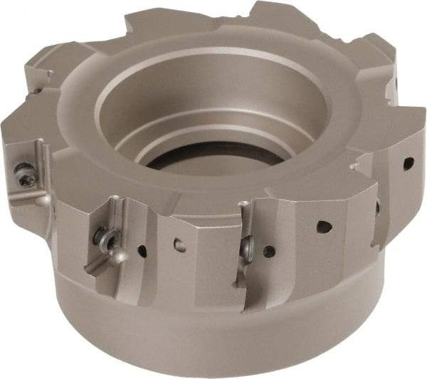 Iscar - 9 Inserts, 4" Cut Diam, 1-1/2" Arbor Diam, 0.708" Max Depth of Cut, Indexable Square-Shoulder Face Mill - 1-3/4" High, P290 AC.T 1806.. Insert Compatibility, Through Coolant, Series MillShred - Exact Tool & Supply
