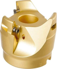 Iscar - 3 Inserts, 2-1/2" Cut Diam, 1" Arbor Diam, 0.394" Max Depth of Cut, Indexable Square-Shoulder Face Mill - 2-1/4" High, HSM90S APCR 1405.. Insert Compatibility, Through Coolant, Series Helialu - Exact Tool & Supply
