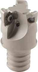 Iscar - 20mm Cut Diam, 5mm Max Depth of Cut, 33.8mm OAL, Indexable Square Shoulder Helical End Mill - HM390 TCKT 0703PCTR Inserts, T12 Modular Connection, 90° Lead Angle, Through Coolant - Exact Tool & Supply