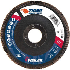 ‎4-1/2″ Saber Tooth Ceramic Abrasive Flap Disc, Angled, Phenolic Backing, 80C, 7/8″ Arbor Hole - Exact Tool & Supply