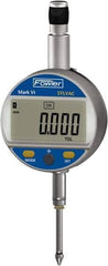 Fowler - 0 to 25mm Range, 0.0005" Graduation, Electronic Drop Indicator - Center Lug Back, Accurate to 0.0004", Inch & Metric System, LCD Display - Exact Tool & Supply