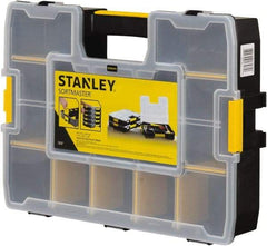 Stanley - 17 Compartment Tool Organizer - 12-63/64" Wide x 13-11/16" Deep x 3-7/16" High, Plastic, Black/Yellow - Exact Tool & Supply
