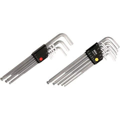 Wiha - 22 Piece, L-Key Long Arm Ball End Hex Key Set - 1.5 to 10mm Range, Chrome Vanadium Molybdenum - Exact Tool & Supply