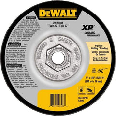 DeWALT - 24 Grit, 9" Wheel Diam, Type 27 Depressed Center Wheel - Coarse/Medium Grade, Ceramic, N Hardness, 6,600 Max RPM - Exact Tool & Supply