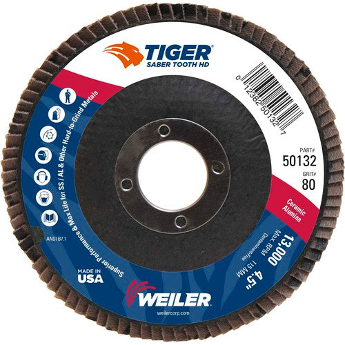 ‎4-1/2 Saber Tooth High Density Ceramic Abrasive, 80C, 7/8″ Arbor Hole - Exact Tool & Supply
