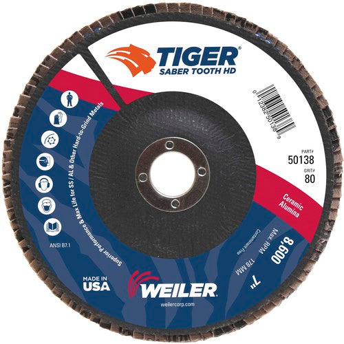 7″ Saber Tooth High Density Ceramic Abrasive, 80C, 7/8″ Arbor Hole - Exact Tool & Supply