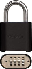 Master Lock - 2" Body Width x 3" Body Height, 1" Shackle Clearance, Powder Coating Combination Lock - 5/16" Shackle Diam, 1" Shackle Width, Set Your Own 4 Digit Combination - Exact Tool & Supply