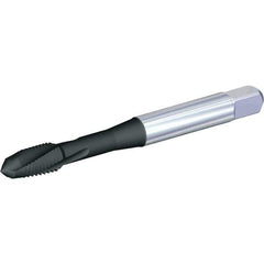 Kennametal - 3/8-16 UNC 3 Flute 2B Plug Spiral Flute Tap - Powdered Metal, Nitride Finish, 74.5mm OAL, Left Hand Flute, Right Hand Thread, H5, Series T660 - Exact Tool & Supply