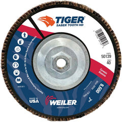 7″ Saber Tooth High Density Ceramic Abrasive, 40C, 5/8″-11 UNC Nut - Exact Tool & Supply