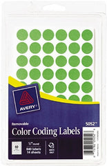 AVERY - 1/2" x 1/2" Neon Green Paper Color Coding Labels - Exact Tool & Supply