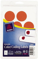 AVERY - 1-1/4" Wide x 1-1/4" Long, Neon Red Paper Color Coding Labels - For Laser Printers - Exact Tool & Supply