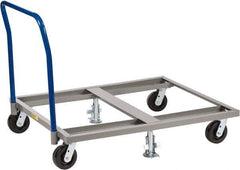Little Giant - 3,600 Lb Capacity Steel Pallet Dolly With Handle - 48" Long x 48" Wide x 9" High, 6" Phenolic Wheels - Exact Tool & Supply