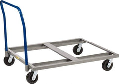 Little Giant - 3,600 Lb Capacity Steel Pallet Dolly With Handle - 48" Long x 42" Wide x 9" High, 6" Phenolic Wheels - Exact Tool & Supply