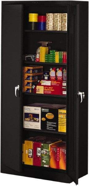 Tennsco - 5 Shelf Locking Storage Cabinet - Steel, 36" Wide x 18" Deep x 78" High, Black - Exact Tool & Supply