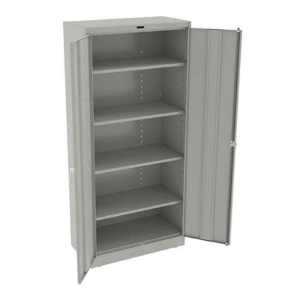 Tennsco - 5 Shelf Locking Storage Cabinet - Steel, 36" Wide x 18" Deep x 78" High, Light Gray - Exact Tool & Supply