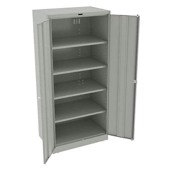 Tennsco - 5 Shelf Locking Storage Cabinet - Steel, 36" Wide x 24" Deep x 78" High, Light Gray - Exact Tool & Supply