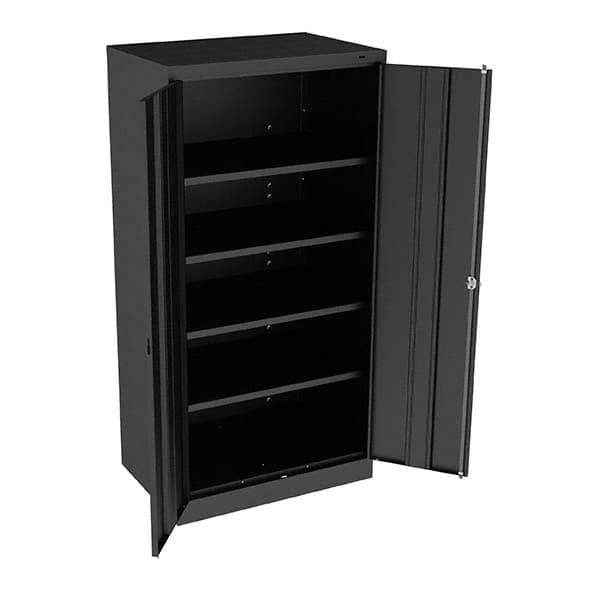 Tennsco - 5 Shelf Locking Storage Cabinet - Steel, 36" Wide x 24" Deep x 72" High, Black - Exact Tool & Supply