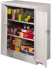 Tennsco - 3 Shelf Locking Storage Cabinet - Steel, 36" Wide x 18" Deep x 42" High, Light Gray - Exact Tool & Supply