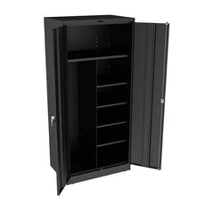 Tennsco - 6 Shelf Combination Storage Cabinet - Steel, 36" Wide x 24" Deep x 78" High, Black - Exact Tool & Supply