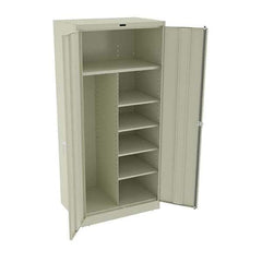Tennsco - 6 Shelf Combination Storage Cabinet - Steel, 36" Wide x 24" Deep x 78" High, Champagne/Putty - Exact Tool & Supply