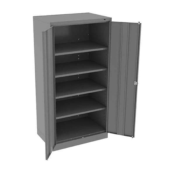 Tennsco - 5 Shelf Locking Storage Cabinet - Steel, 36" Wide x 24" Deep x 72" High, Medium Gray - Exact Tool & Supply