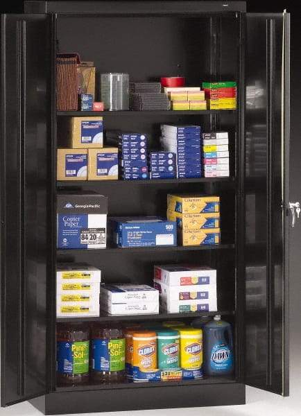 Tennsco - 5 Shelf Locking Storage Cabinet - Steel, 36" Wide x 18" Deep x 72" High, Black - Exact Tool & Supply