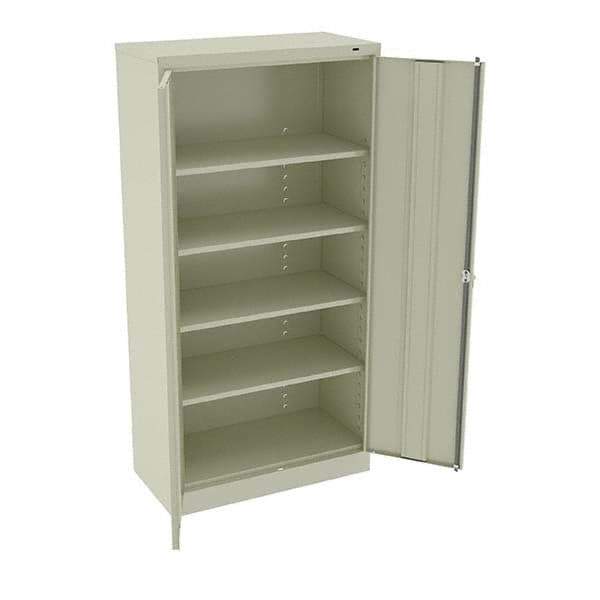 Tennsco - 5 Shelf Locking Storage Cabinet - Steel, 36" Wide x 18" Deep x 72" High, Champagne/Putty - Exact Tool & Supply