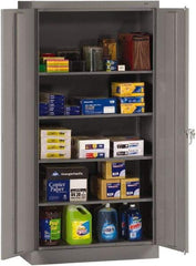 Tennsco - 5 Shelf Locking Storage Cabinet - Steel, 36" Wide x 18" Deep x 72" High, Medium Gray - Exact Tool & Supply