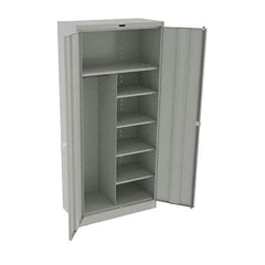 Tennsco - 6 Shelf Combination Storage Cabinet - Steel, 36" Wide x 18" Deep x 78" High, Light Gray - Exact Tool & Supply