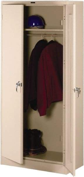 Tennsco - 2 Shelf Wardrobe Storage Cabinet - Steel, 36" Wide x 18" Deep x 78" High, Sand - Exact Tool & Supply
