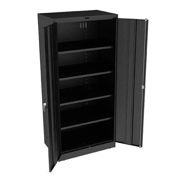 Tennsco - 5 Shelf Locking Storage Cabinet - Steel, 36" Wide x 24" Deep x 78" High, Black - Exact Tool & Supply