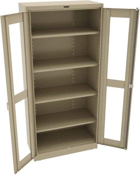 Tennsco - 5 Shelf Visible Storage Cabinet - Steel, 36" Wide x 24" Deep x 78" High, Sand - Exact Tool & Supply