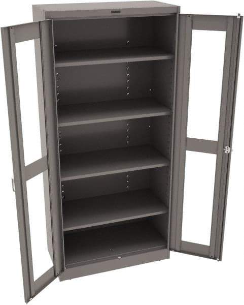 Tennsco - 5 Shelf Visible Storage Cabinet - Steel, 36" Wide x 18" Deep x 78" High, Medium Gray - Exact Tool & Supply