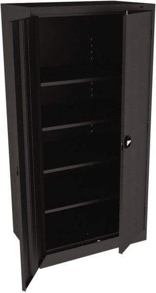 Tennsco - 5 Shelf Locking Storage Cabinet - Steel, 36" Wide x 24" Deep x 72" High, Black - Exact Tool & Supply