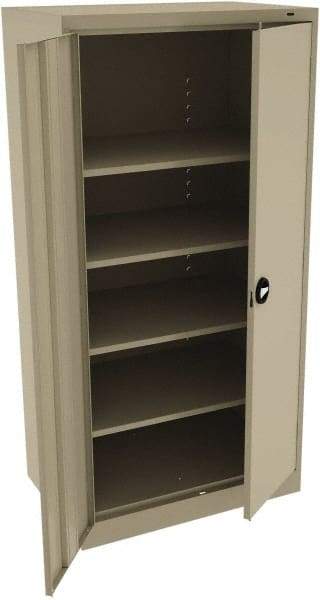 Tennsco - 5 Shelf Locking Storage Cabinet - Steel, 36" Wide x 24" Deep x 72" High, Sand - Exact Tool & Supply