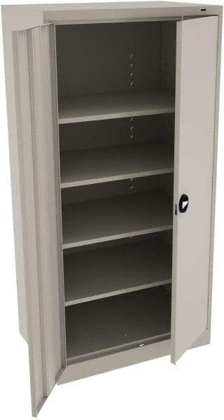 Tennsco - 5 Shelf Locking Storage Cabinet - Steel, 36" Wide x 24" Deep x 72" High, Light Gray - Exact Tool & Supply