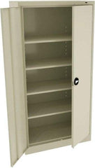 Tennsco - 5 Shelf Locking Storage Cabinet - Steel, 36" Wide x 18" Deep x 72" High, Champagne/Putty - Exact Tool & Supply
