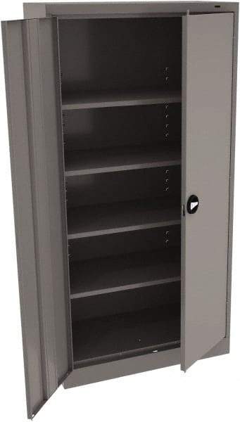 Tennsco - 5 Shelf Locking Storage Cabinet - Steel, 36" Wide x 18" Deep x 72" High, Medium Gray - Exact Tool & Supply