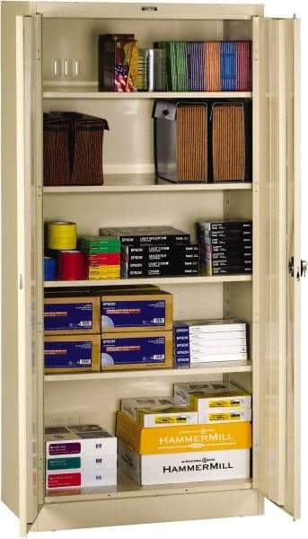 Tennsco - 5 Shelf Locking Storage Cabinet - Steel, 36" Wide x 18" Deep x 72" High, Sand - Exact Tool & Supply