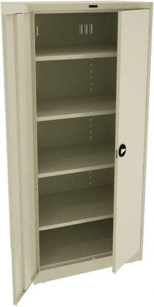 Tennsco - 5 Shelf Locking Storage Cabinet - Steel, 36" Wide x 24" Deep x 78" High, Champagne/Putty - Exact Tool & Supply