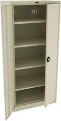 Tennsco - 5 Shelf Locking Storage Cabinet - Steel, 36" Wide x 24" Deep x 78" High, Champagne/Putty - Exact Tool & Supply