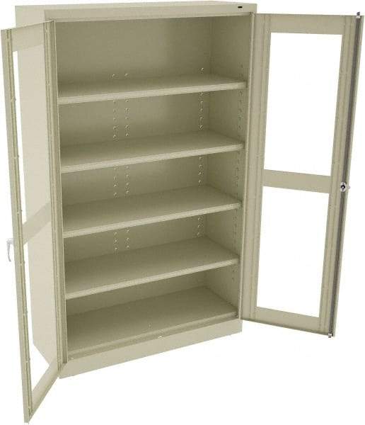Tennsco - 5 Shelf Visible Storage Cabinet - Steel, 48" Wide x 18" Deep x 78" High, Champagne/Putty - Exact Tool & Supply