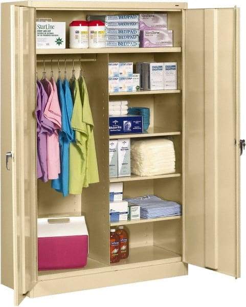 Tennsco - 6 Shelf Locking Storage Cabinet - Steel, 48" Wide x 24" Deep x 78" High, Sand - Exact Tool & Supply
